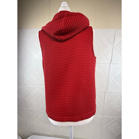 Christopher & Banks Red Vest with hoodie Size Small metal zipper front - Picture 14 of 14